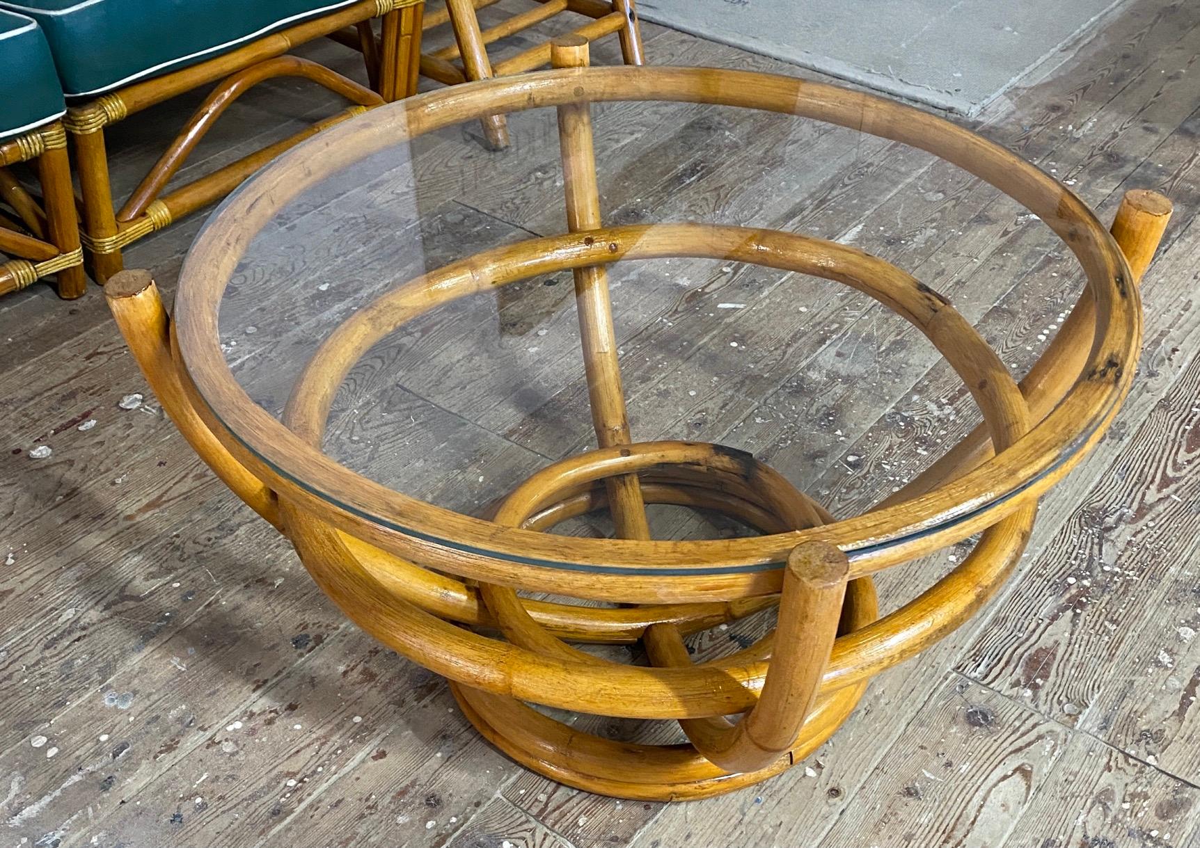 Ensemble de sièges Art Déco 6 pièces en bois cintré, bambou et osier en vente 2