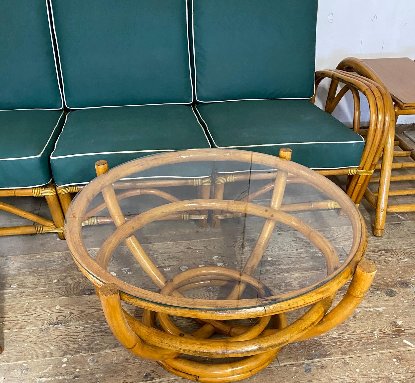 6 Piece Art Deco Bentwood Bamboo Wicker Seating Ensemble For Sale 1