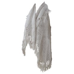 List white cotton Cardigan with fringes