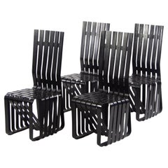 Used 1990s Set of Four Frank Gehry for Knoll High Sticking Dining Side Chairs Maple