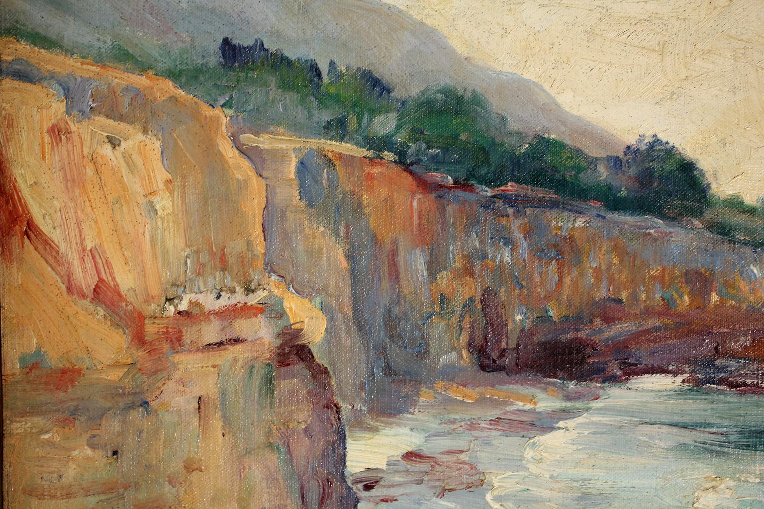 Listed San Diego Artist Bess Gilbert Impressionist Oil Painting Sunset Cliffs 2