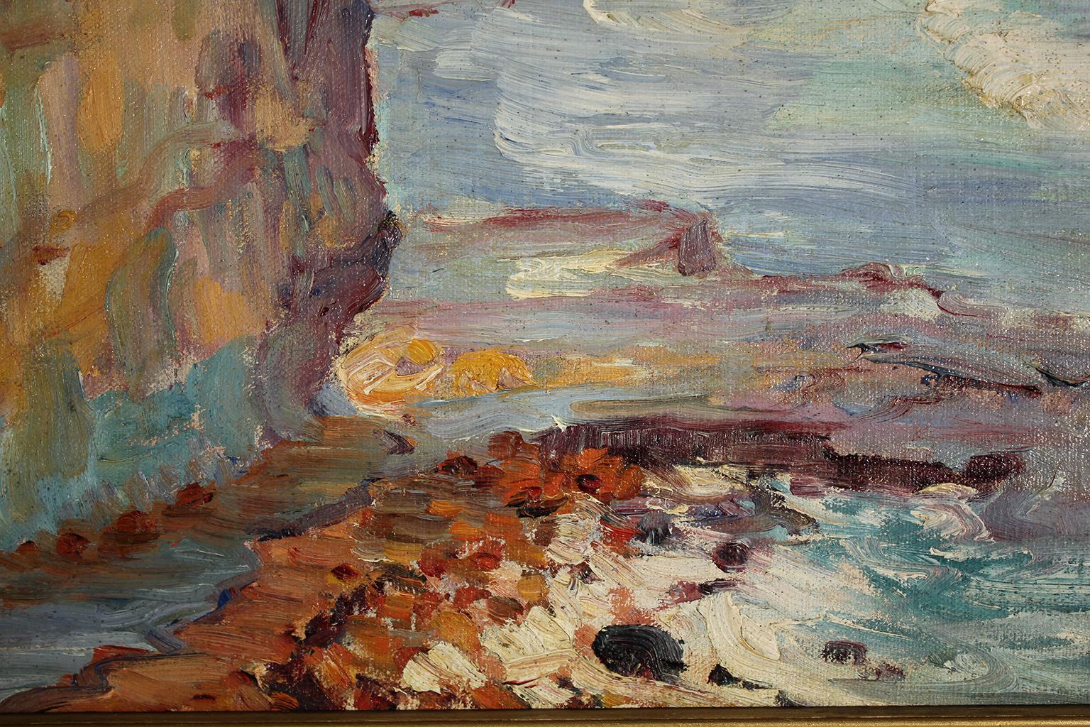 Listed San Diego Artist Bess Gilbert Impressionist Oil Painting Sunset Cliffs 3
