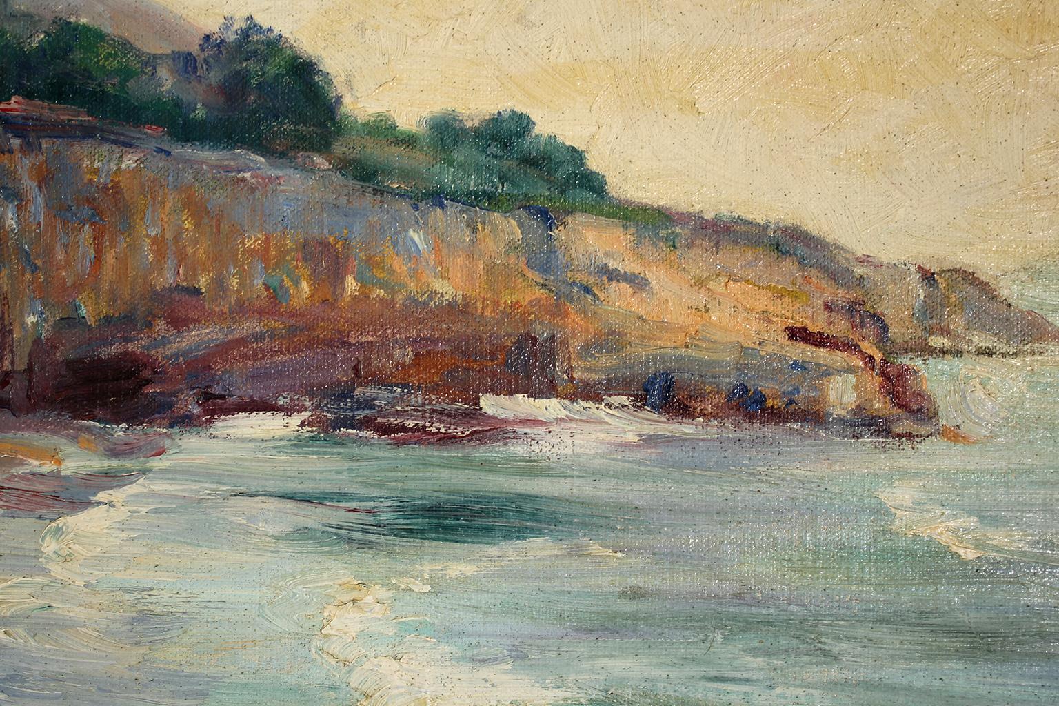 Listed San Diego Artist Bess Gilbert Impressionist Oil Painting Sunset Cliffs 4