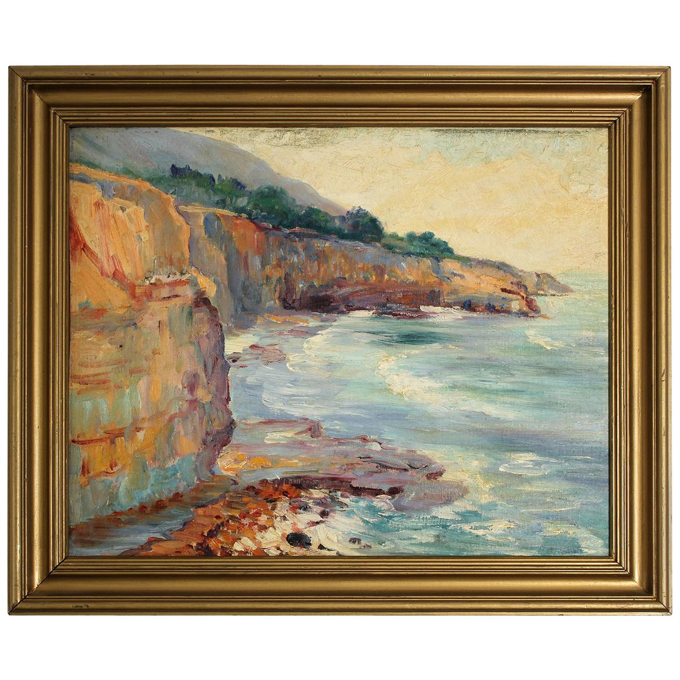 Listed San Diego Artist Bess Gilbert Impressionist Oil Painting Sunset Cliffs