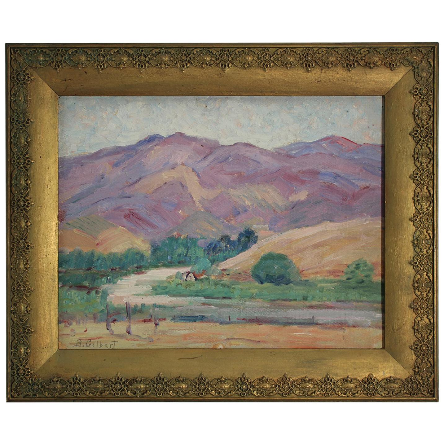 Listed San Diego Artist Bess Gilbert Impressionist Plein Air Oil Painting, 1930s For Sale