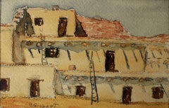 Listed San Diego Artist Bess Gilbert Watercolor Painting 1935 Exposition CPIE