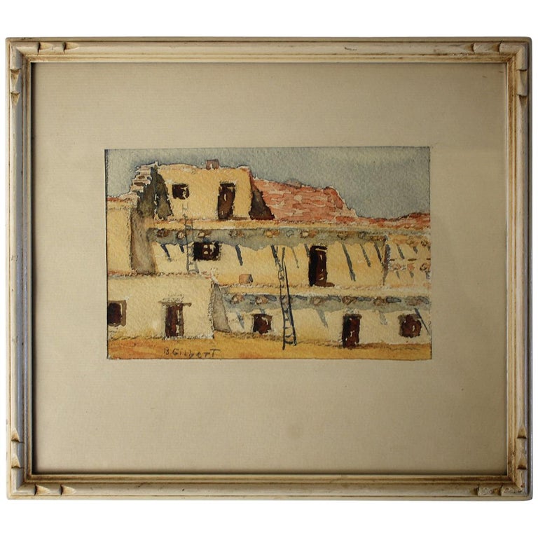 Listed San Diego Artist Bess Gilbert Watercolor Painting 1935