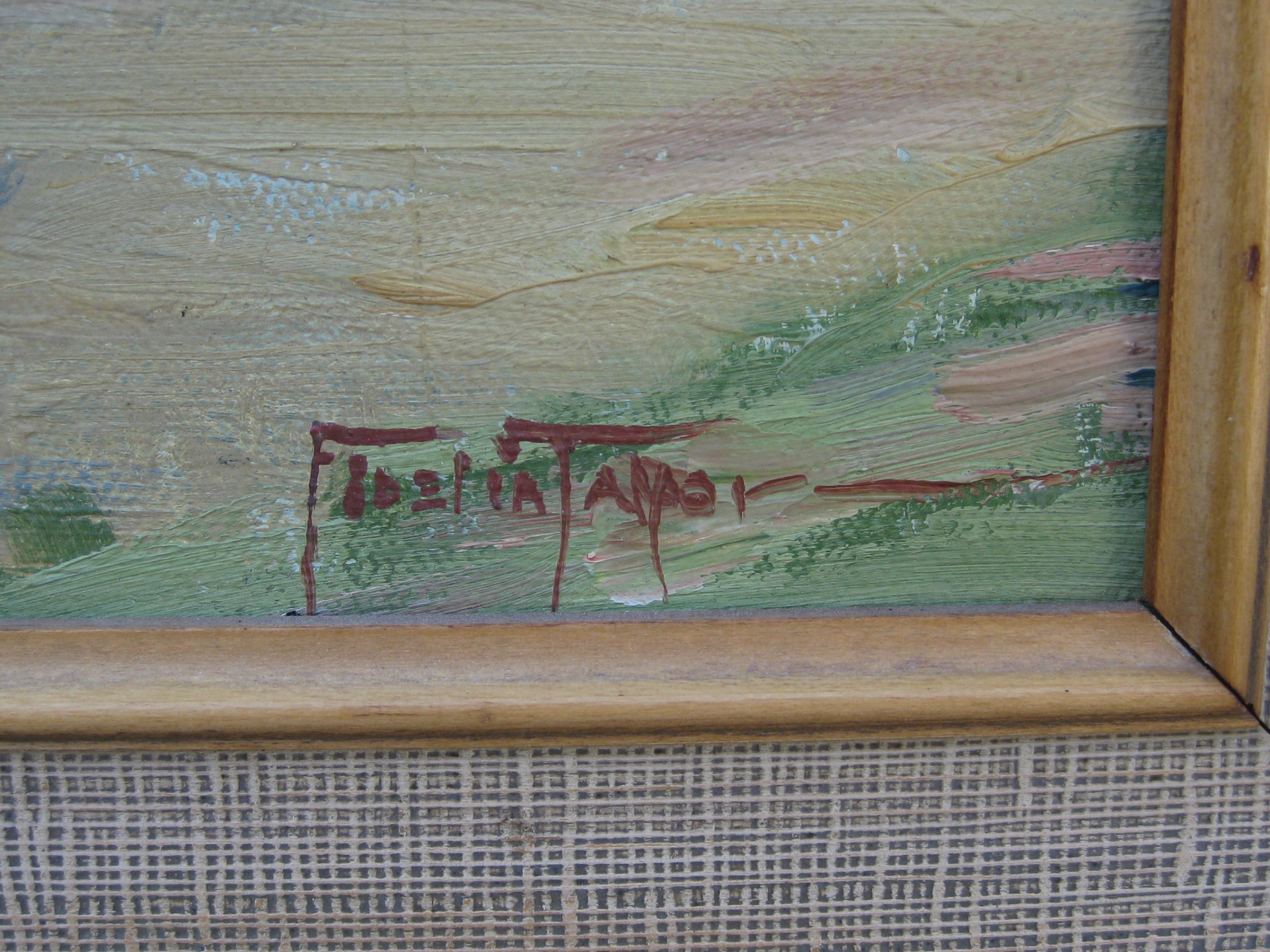 Listed San Diego California Artist Fidelia Taylor Plein Air Oil Painting, 1930's For Sale 5