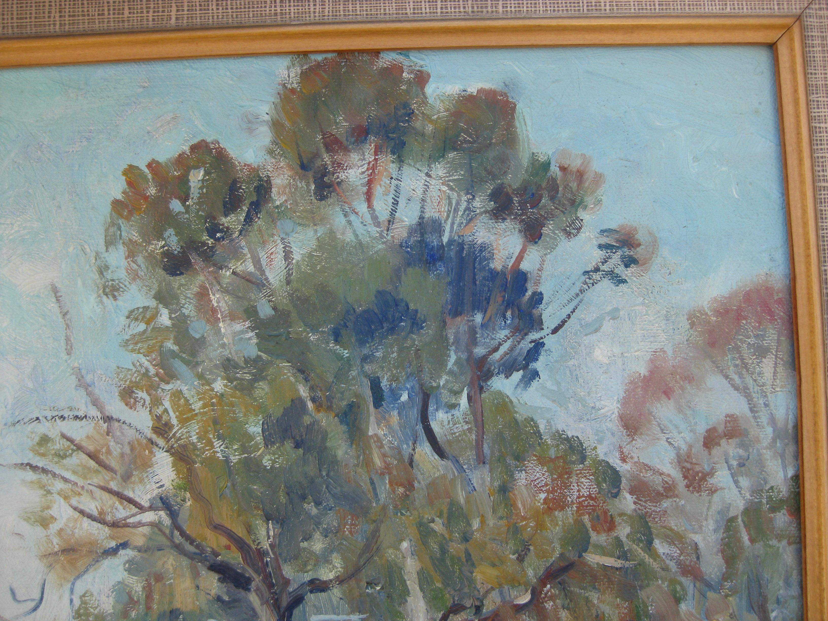 Listed San Diego California Artist Fidelia Taylor Plein Air Oil Painting, 1930's For Sale 8