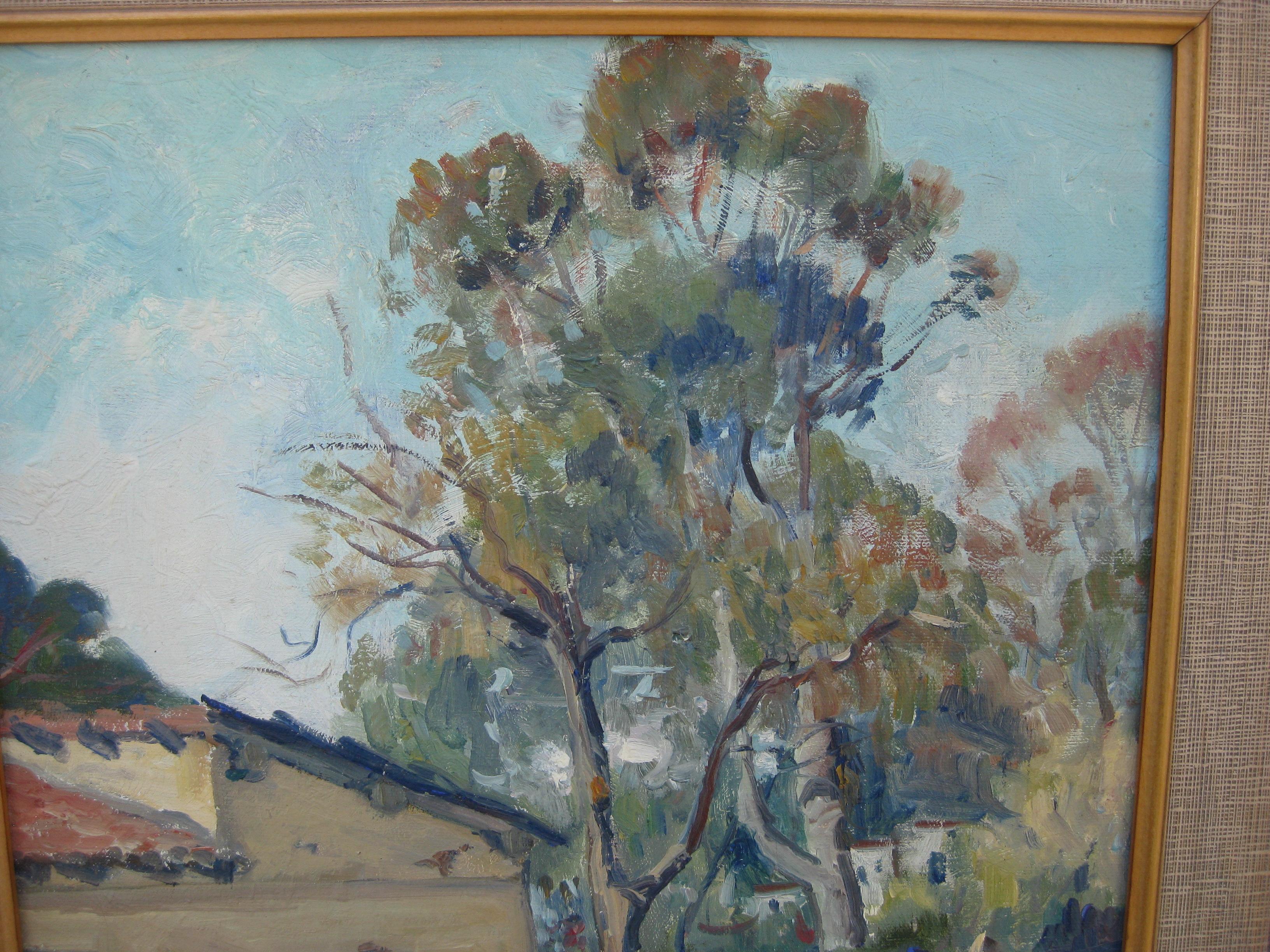Mid-20th Century Listed San Diego California Artist Fidelia Taylor Plein Air Oil Painting, 1930's For Sale