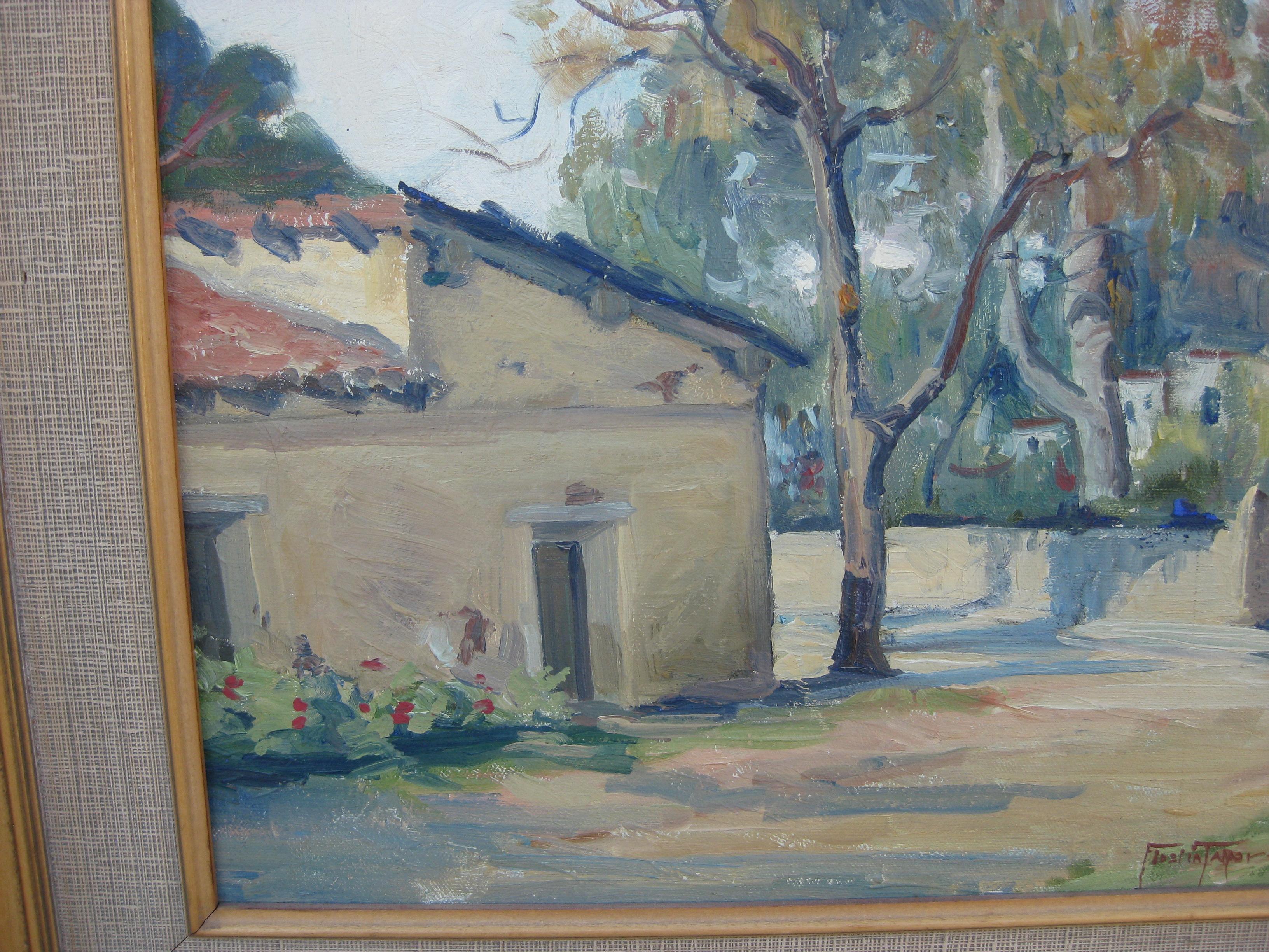 Listed San Diego California Artist Fidelia Taylor Plein Air Oil Painting, 1930's For Sale 2