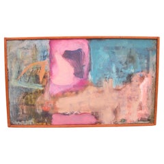Listed San Diego California Artist Jane Fletcher Abstract Oil Painting, 1963