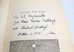 "Écoutez ! Première édition « The Wind », signée par Charles & Anne Lindbergh, 1938