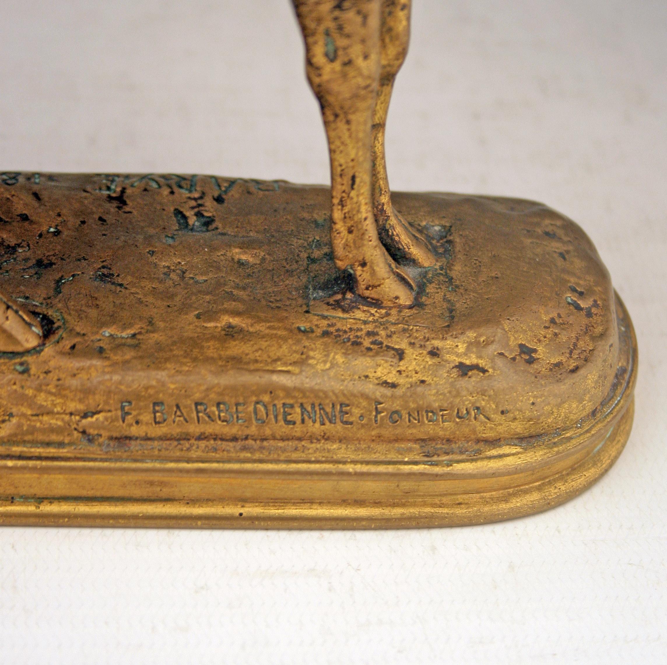 „Listening Stag“ des romantischen Autors A.L. Barye, hergestellt von Barbedienne in Bronze (Kupfer) im Angebot