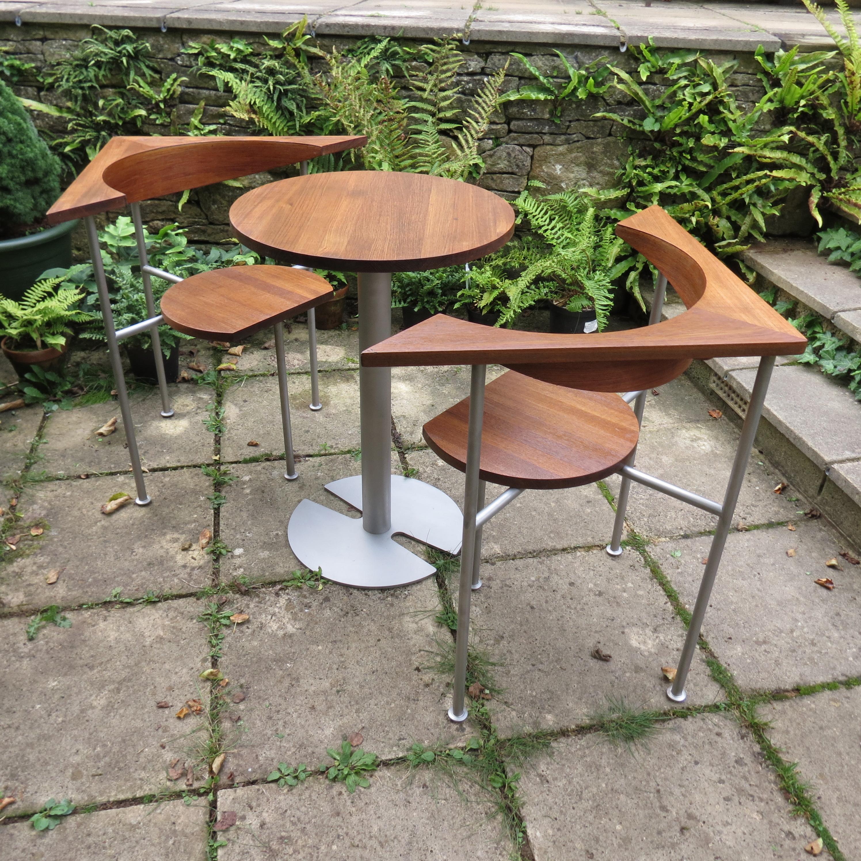 Steel Listers Luytens Teak Tea for Two Bistro Set Atlantis Garden Table and Chairs