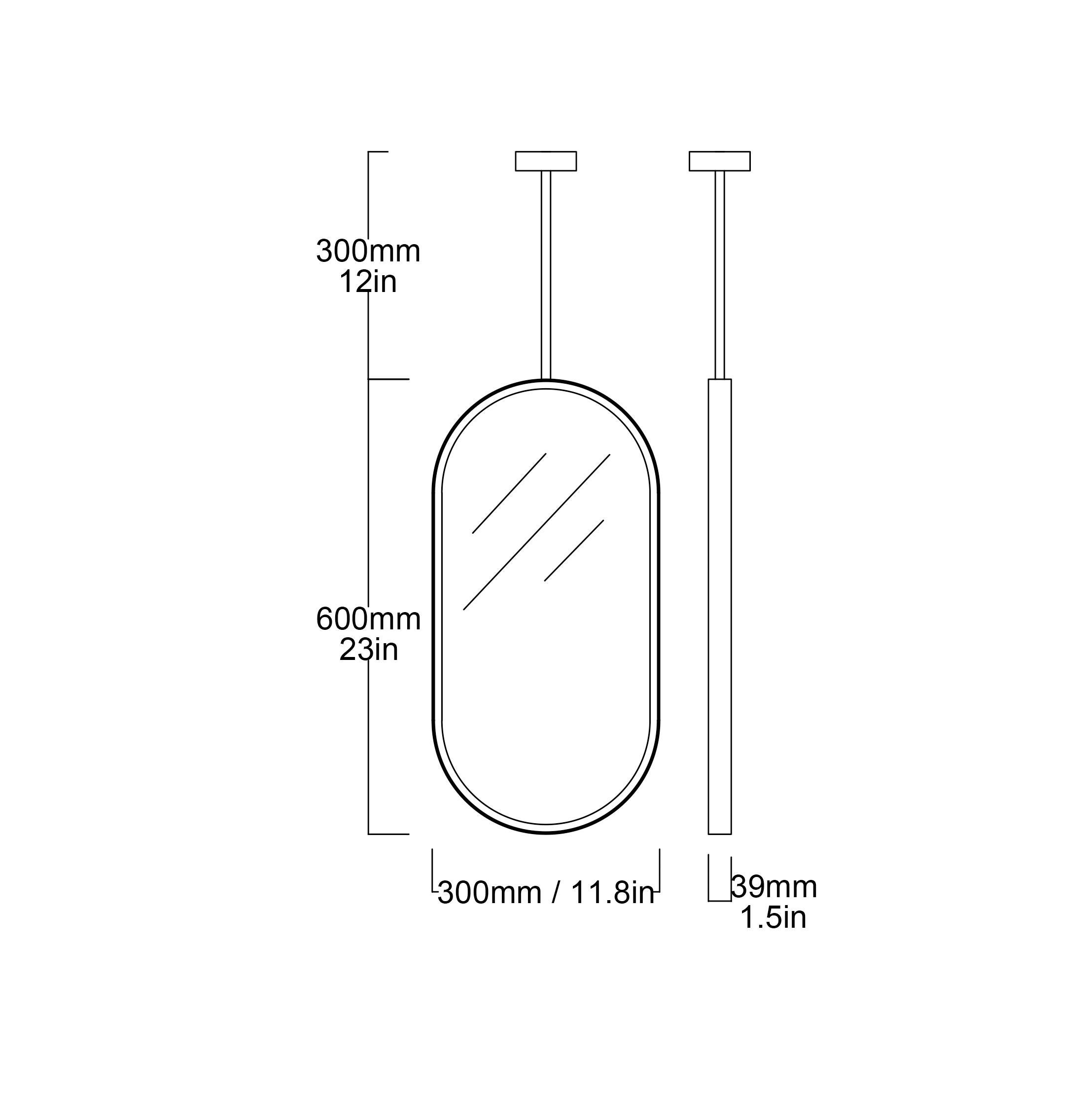 XXIe siècle et contemporain Liste pour un miroir sur mesure pour Anne Capsula suspendue Finition cadre noir mat en vente