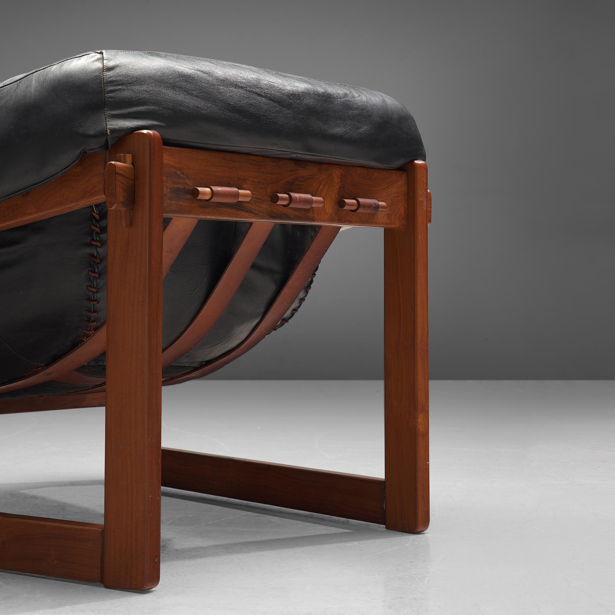 Brazilian Listing for Anisa, Lounge Chairs by Percival Lafer in Original Black Leather