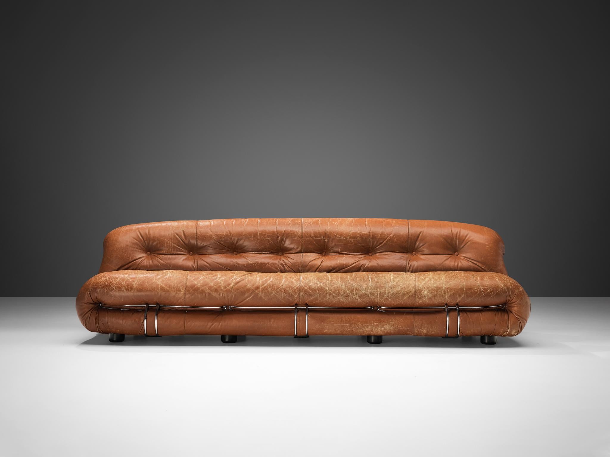 Mid-Century Modern Listing for D: Afra & Tobia Scarpa 'Soriana' Sofa in Patinated Brown Leather