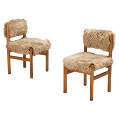 Listing for M: Eight Dining Chairs in Pine and Sheepskin
