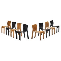 Annonce pour M : Gijs Bakker pour Castelijn Ensemble de dix chaises de salle à manger 'Strip'. 