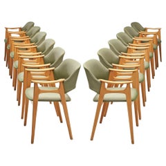 Listing for P: Set of Six Norwegian Dining Chairs with Soft Green Upholstery