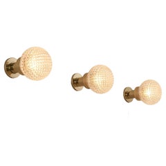 Listing for R. - Charming Set of Five Wall Lights in Structured Glass and Brass