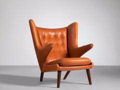 Listing for S. R. : Papa Bear chair with ottoman in cognac leather