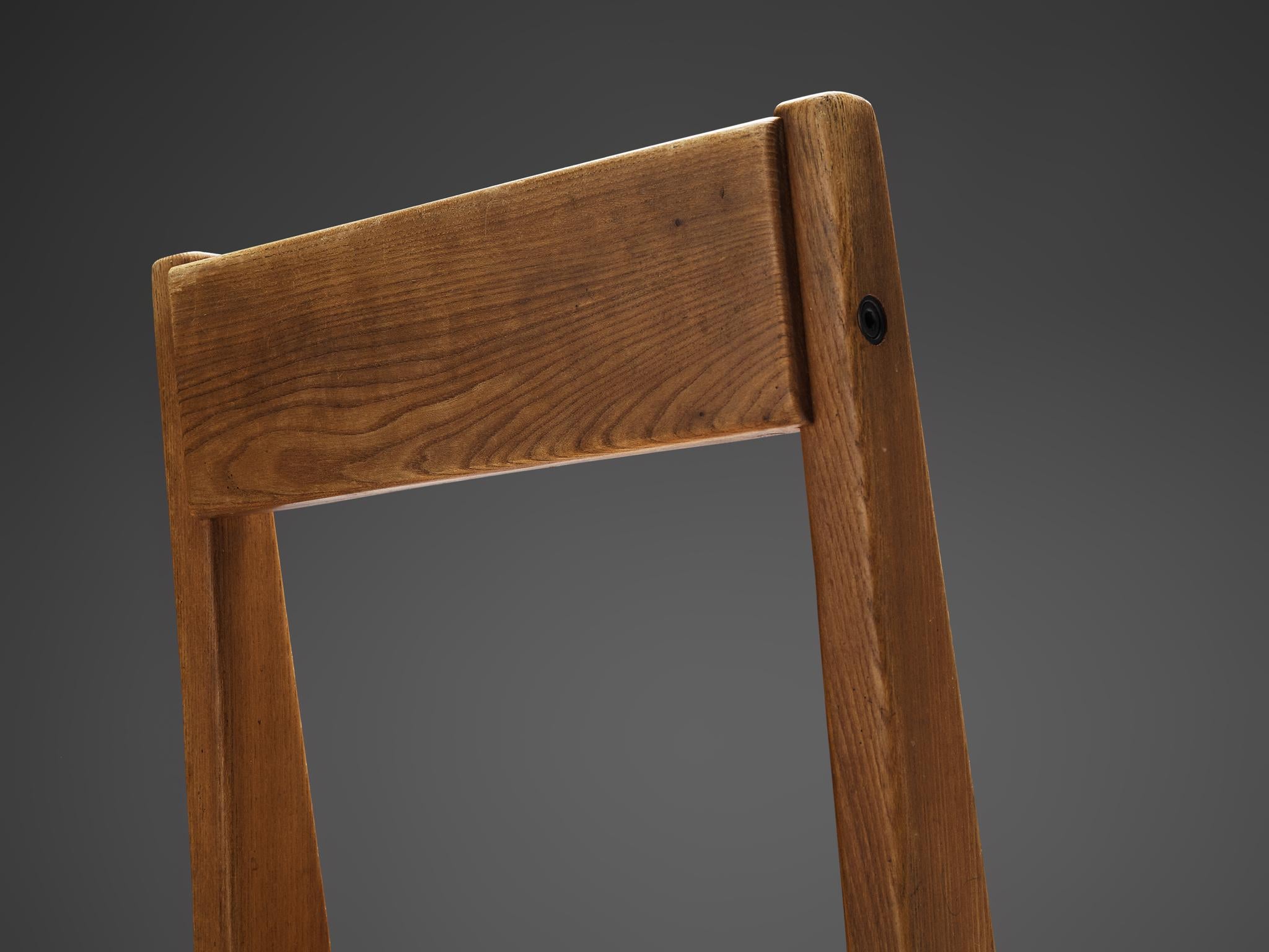 Listing for T: Eight Pierre Chapo 'S24' Chairs in Solid Elm and Cognac Leather 4