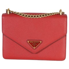 Listing Title: Prada Red Saffiano Envelope Flap Chain Shoulder Bag