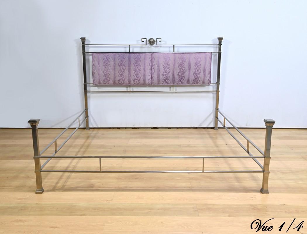Francese Letto matrimoniale in acciaio inox, Versace - 1950 in vendita
