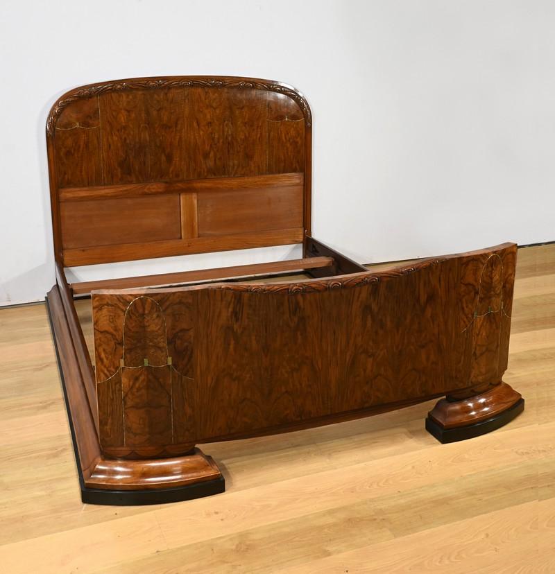 Art déco Lit en ronce de noyer, période Art Déco - 1930 en vente