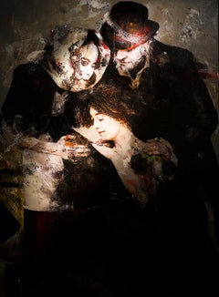 Lita Cabellut. Nacimiento de Charlie Chaplin. 2022. Técnica mixta sobre lienzo. 270 x 200.