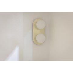 Lita Double Wall Sconce in Brushed Brass with Opaline Glass Spheres by Nuumbra