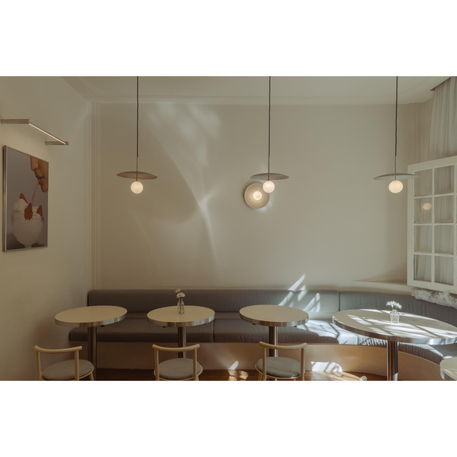 Mexican Lita Wall Sconce in Brushed Brass with Opaline Glass Sphere by Nuumbra For Sale