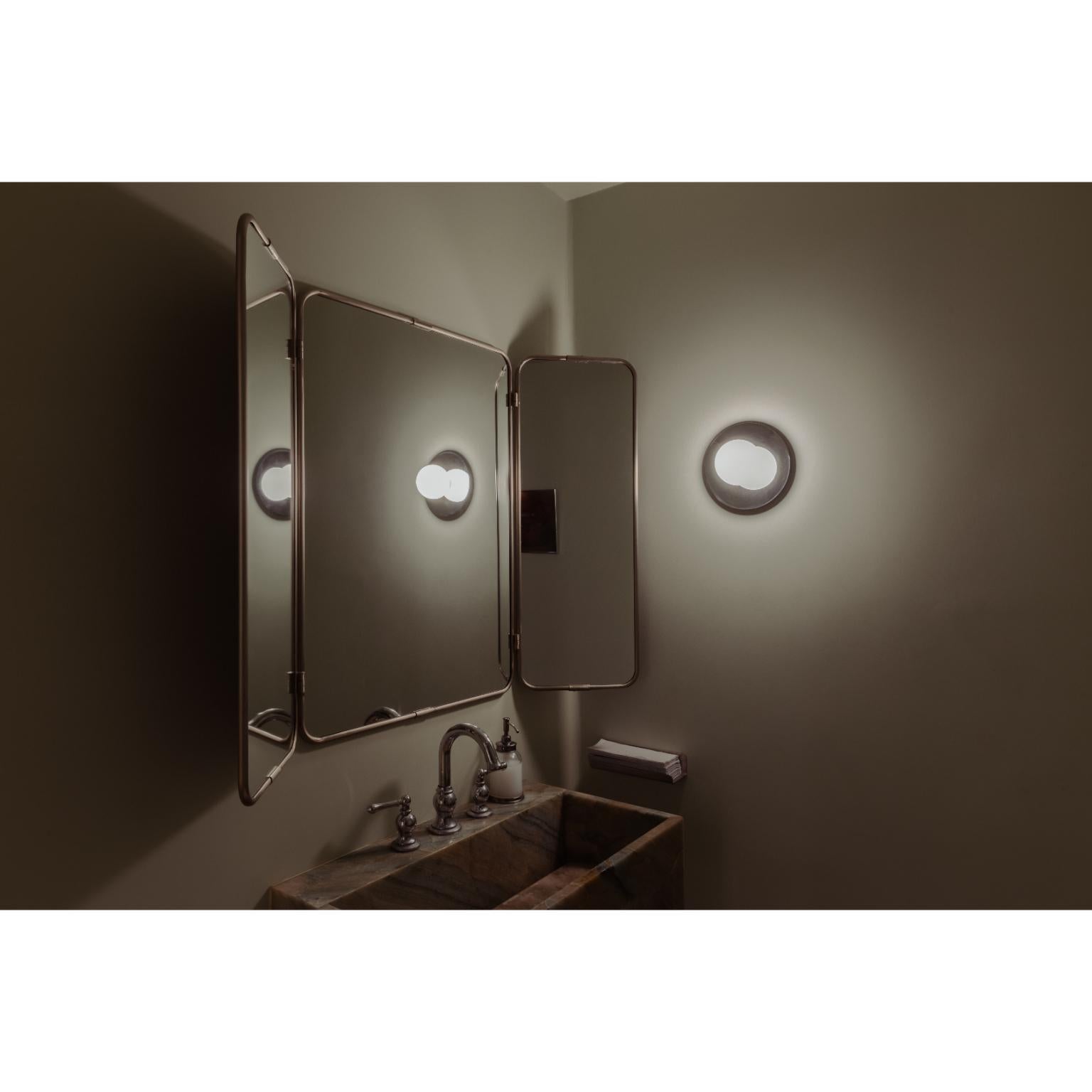 Contemporary Lita Wall Sconce in Brushed Brass with Opaline Glass Sphere by Nuumbra For Sale