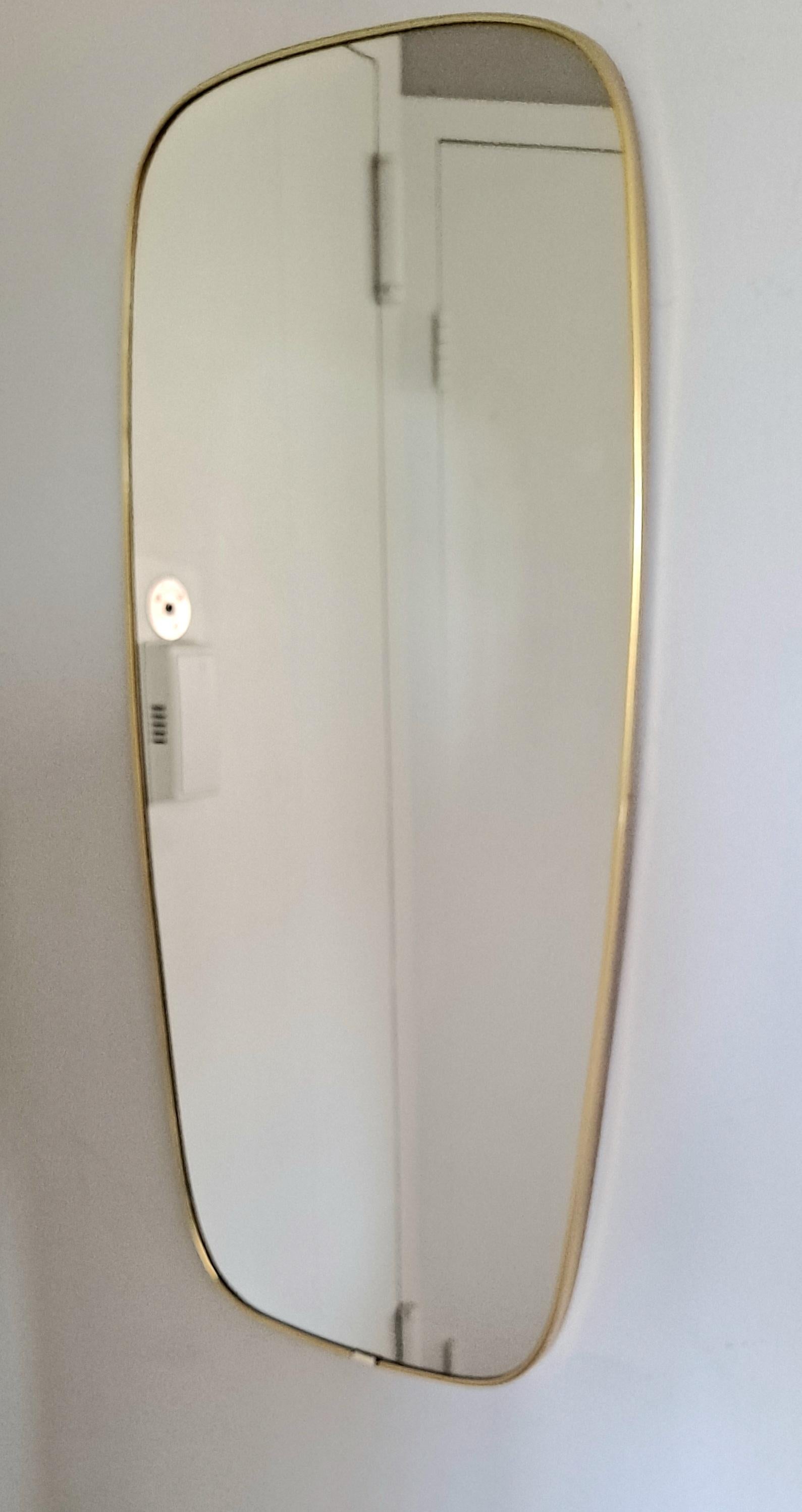 Mid-Century Modern litany Mid Century Brass Wall Mirror  For Sale