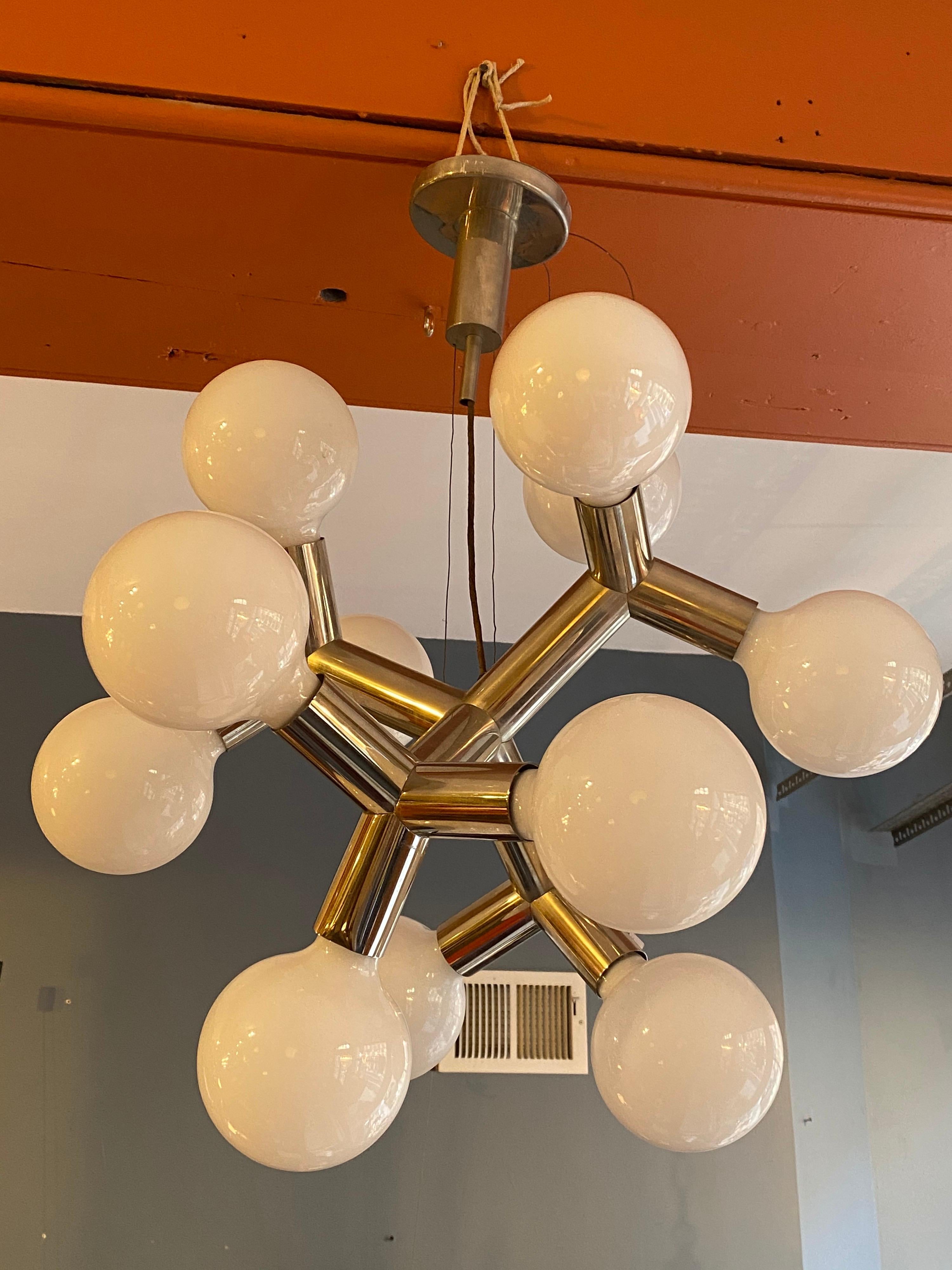 Mid-Century Modern Lite Craft Hanging Atomic Chandelier