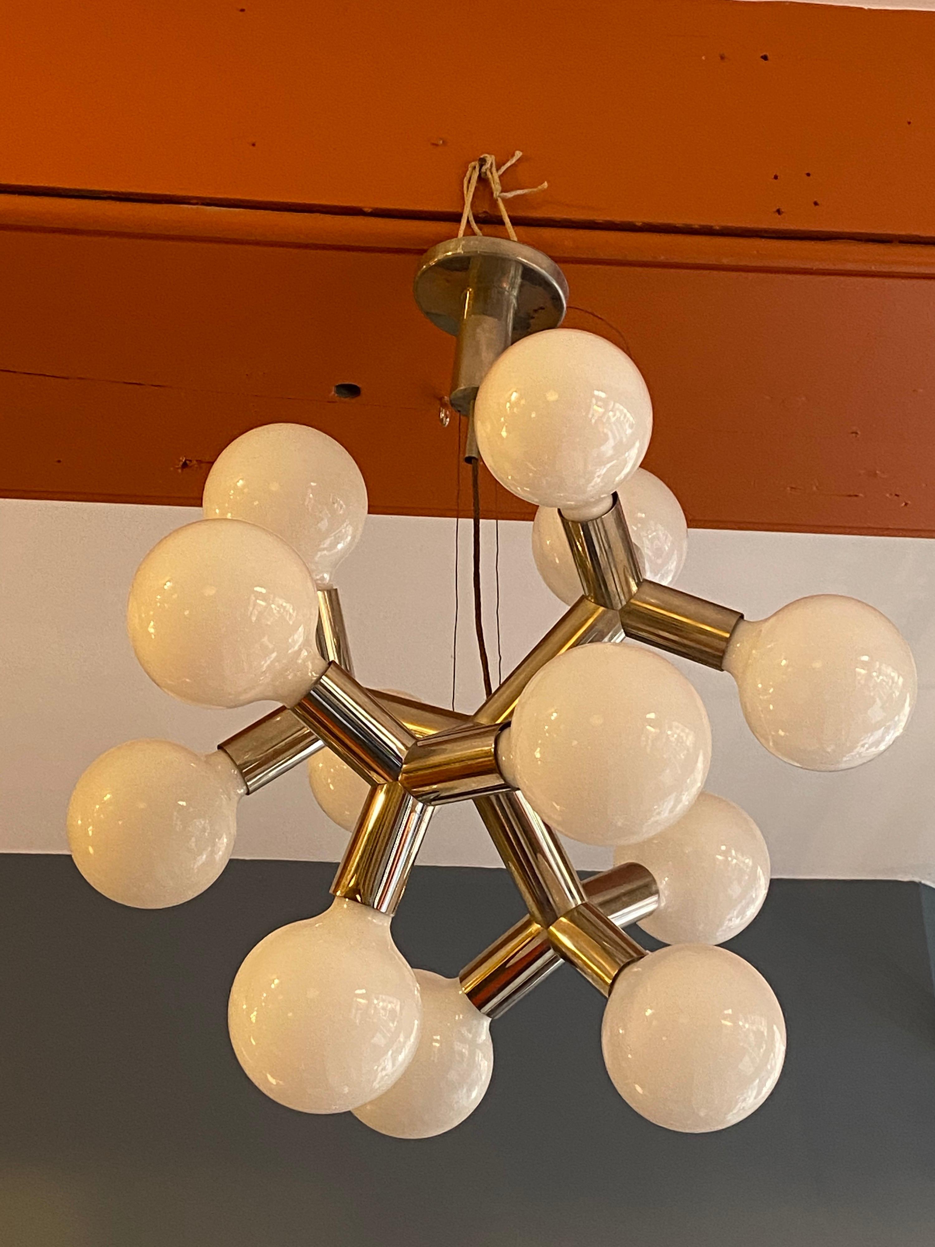 Lite Craft Hanging Atomic Chandelier In Good Condition In Philadelphia, PA