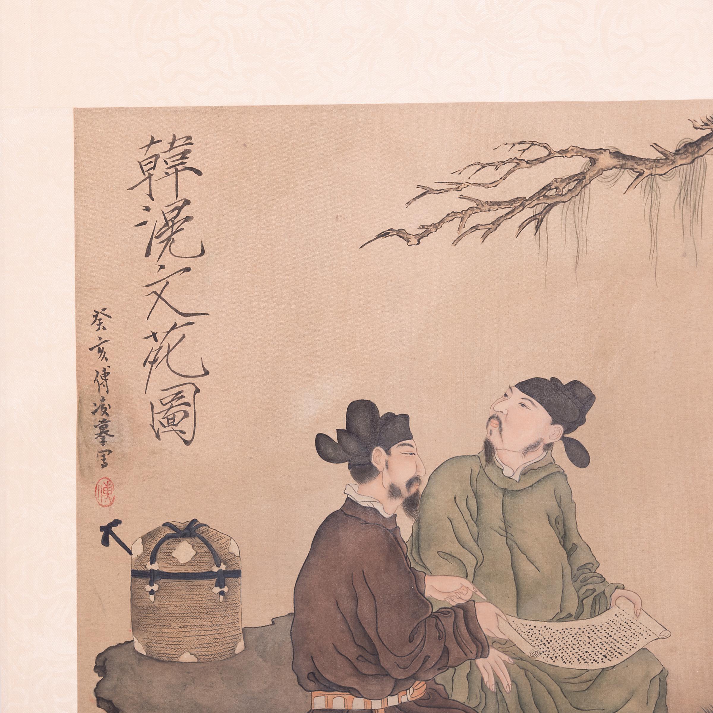 Chinois Literary Gathering - Peinture chinoise à volutes, vers 1923 en vente