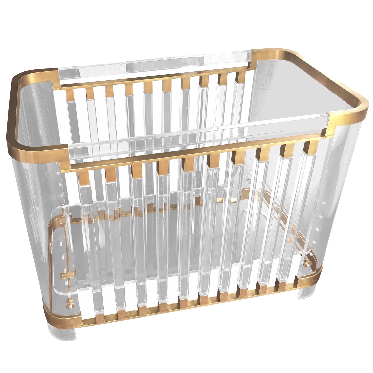 Lithe Lucite And Brass Baby Crib By Amparo Calderon Tapia