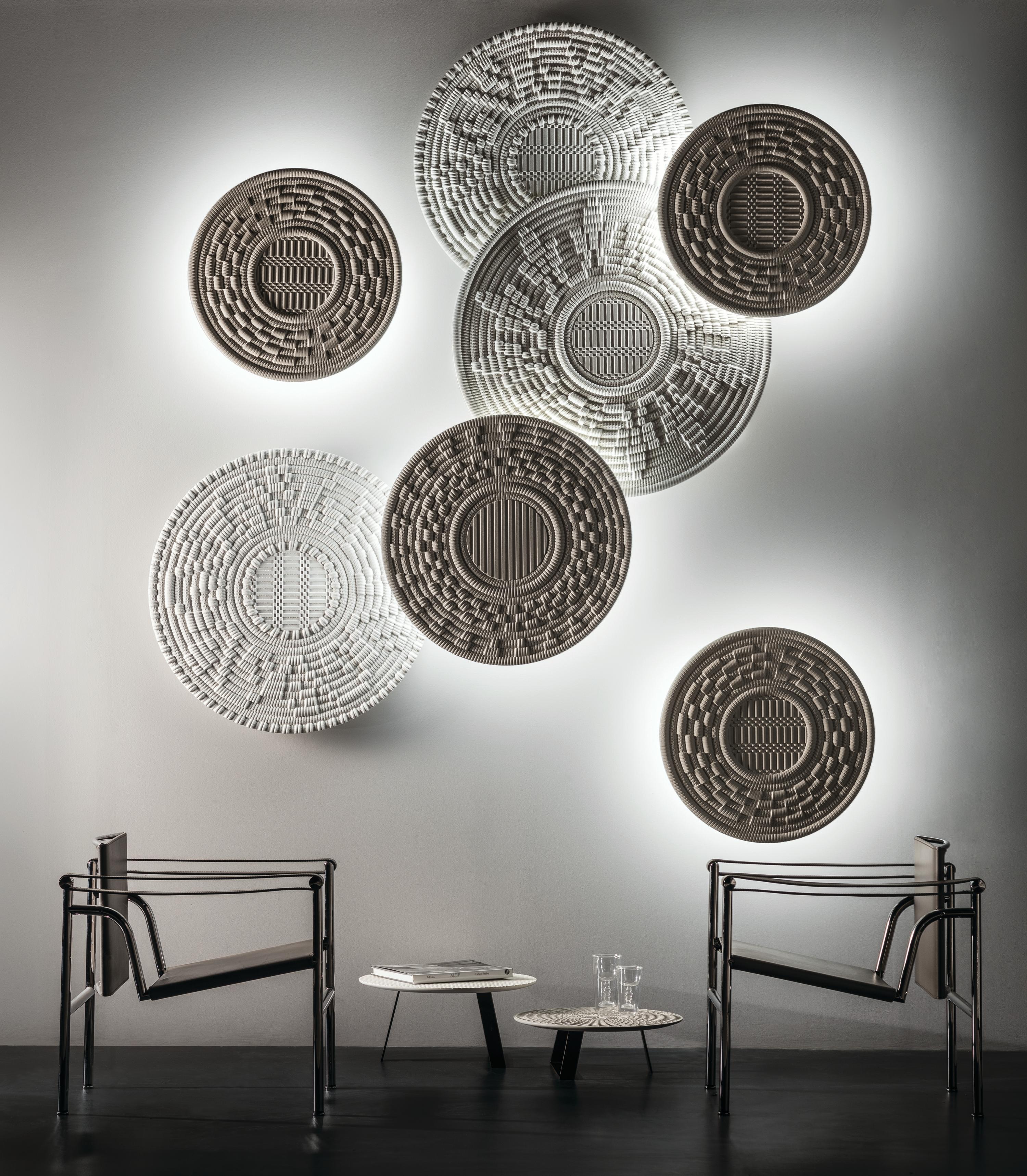 Steel LITHEA/Corbulas 60 Wall Light in Three-Dimensional Stone Panel by Pierluigi Piu For Sale