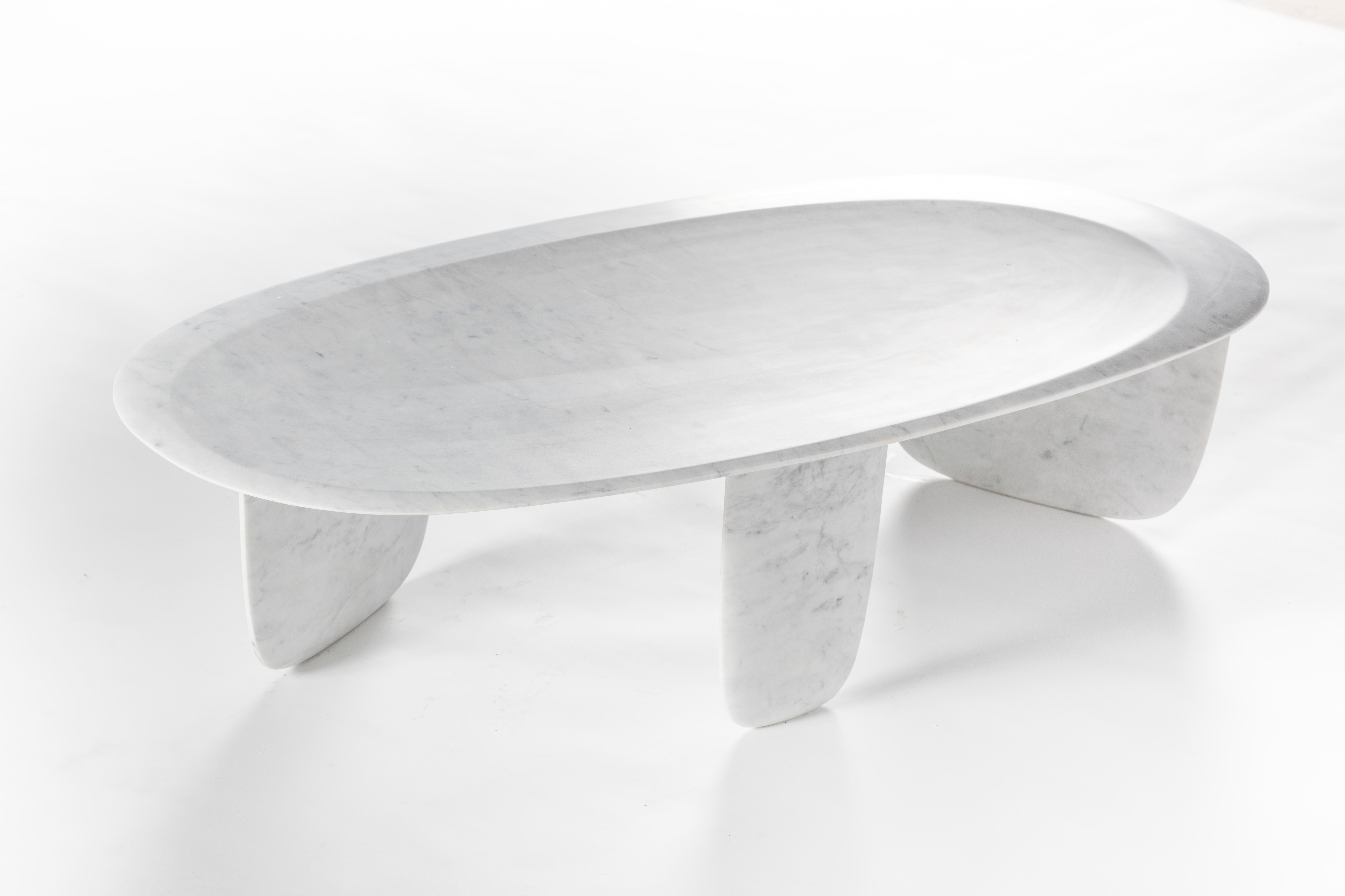 Carved Lithea / Sesi, A Coffee Table Designed by Martinelli Venezia Studio Marble White For Sale