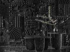 Mesas de centro Lithea Sesi M de Martinelli Venezia Mármol Piedra Blanco Negro Marrón