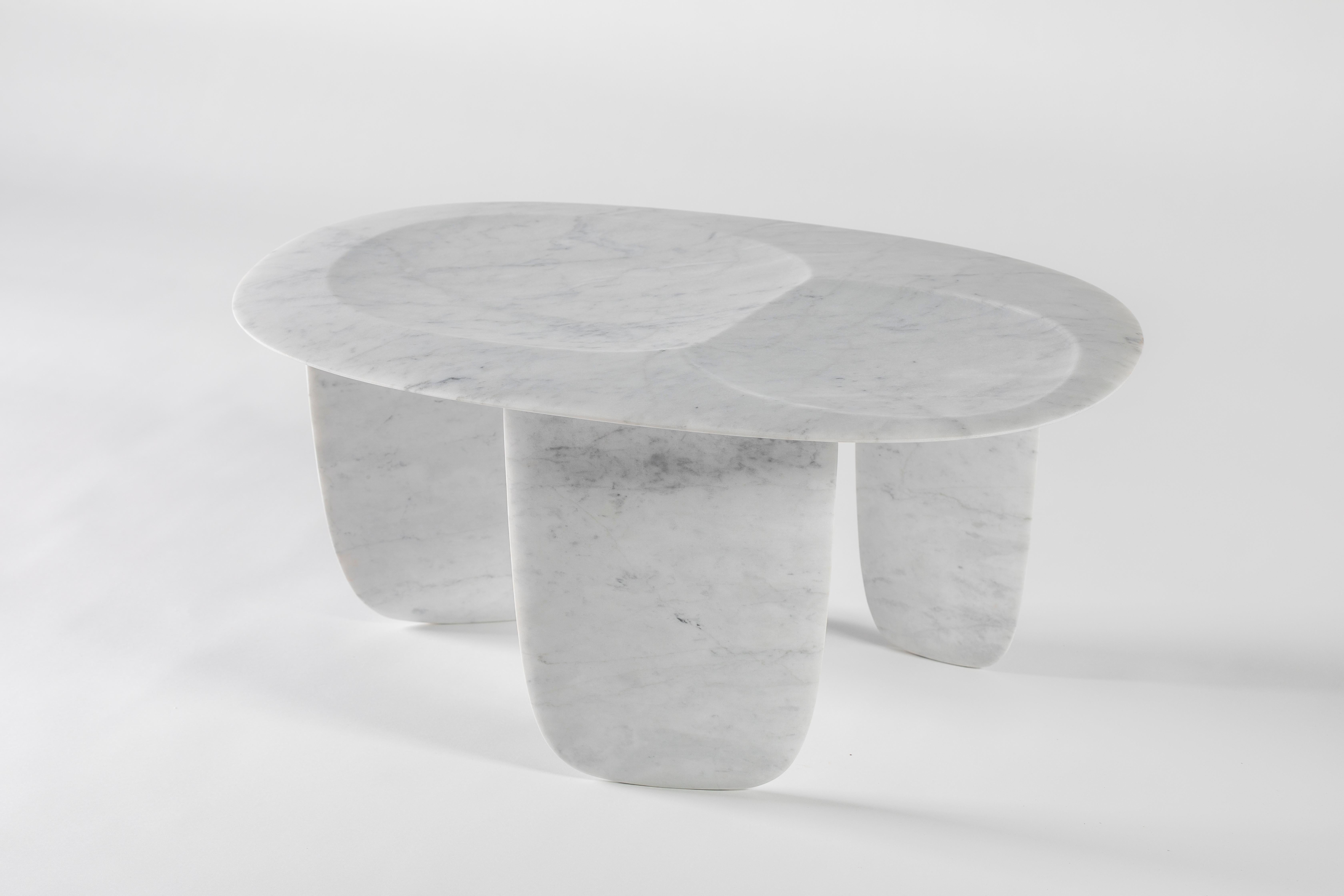 Carved Lithea / Sesi B Coffee Table Designed by Martinelli Venezia Studio Marble White For Sale