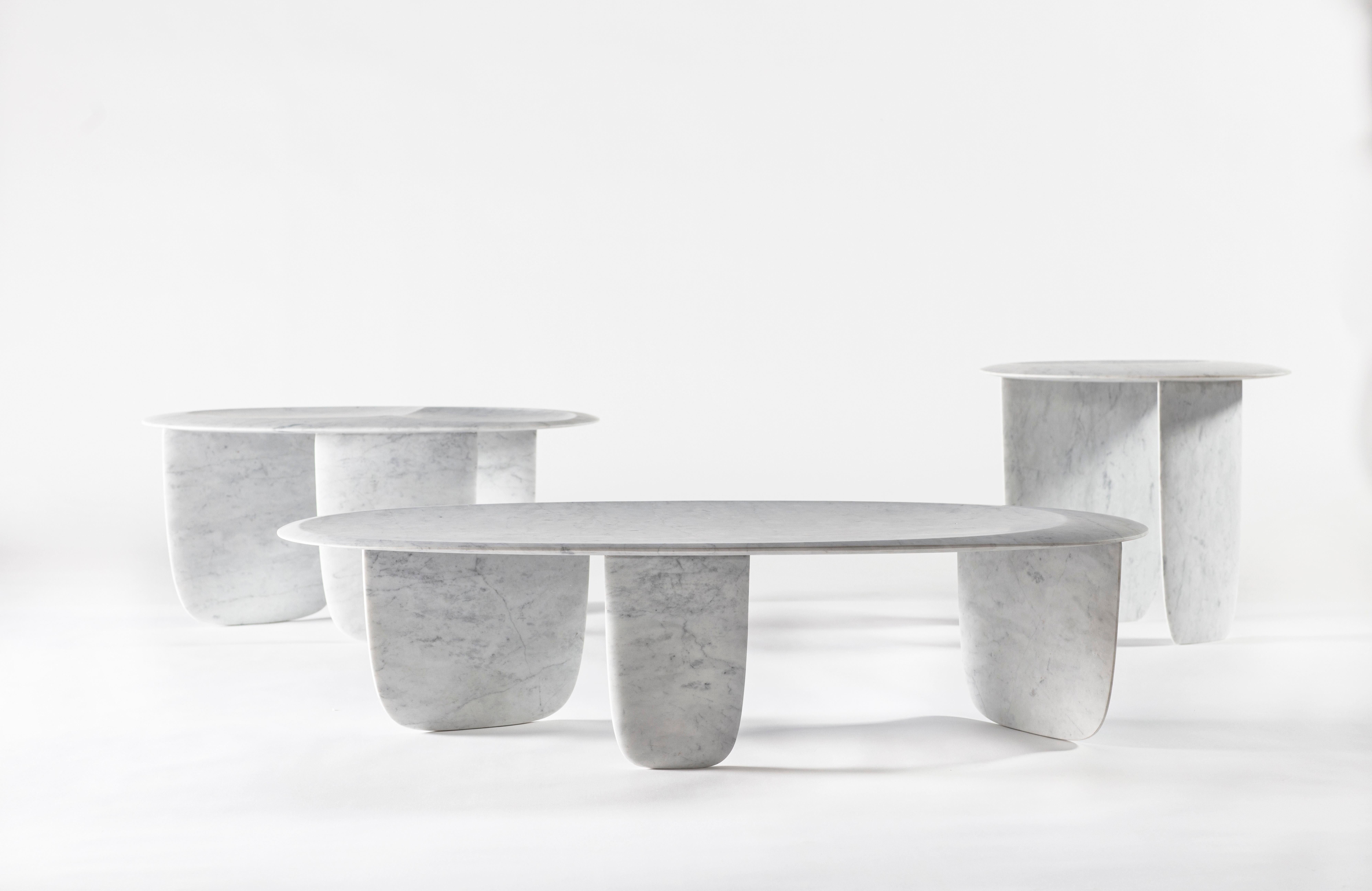 Lithea / Sesi Coffee Tables by Martinelli Venezia Marble Stone White Black Brown In New Condition For Sale In Patti, IT