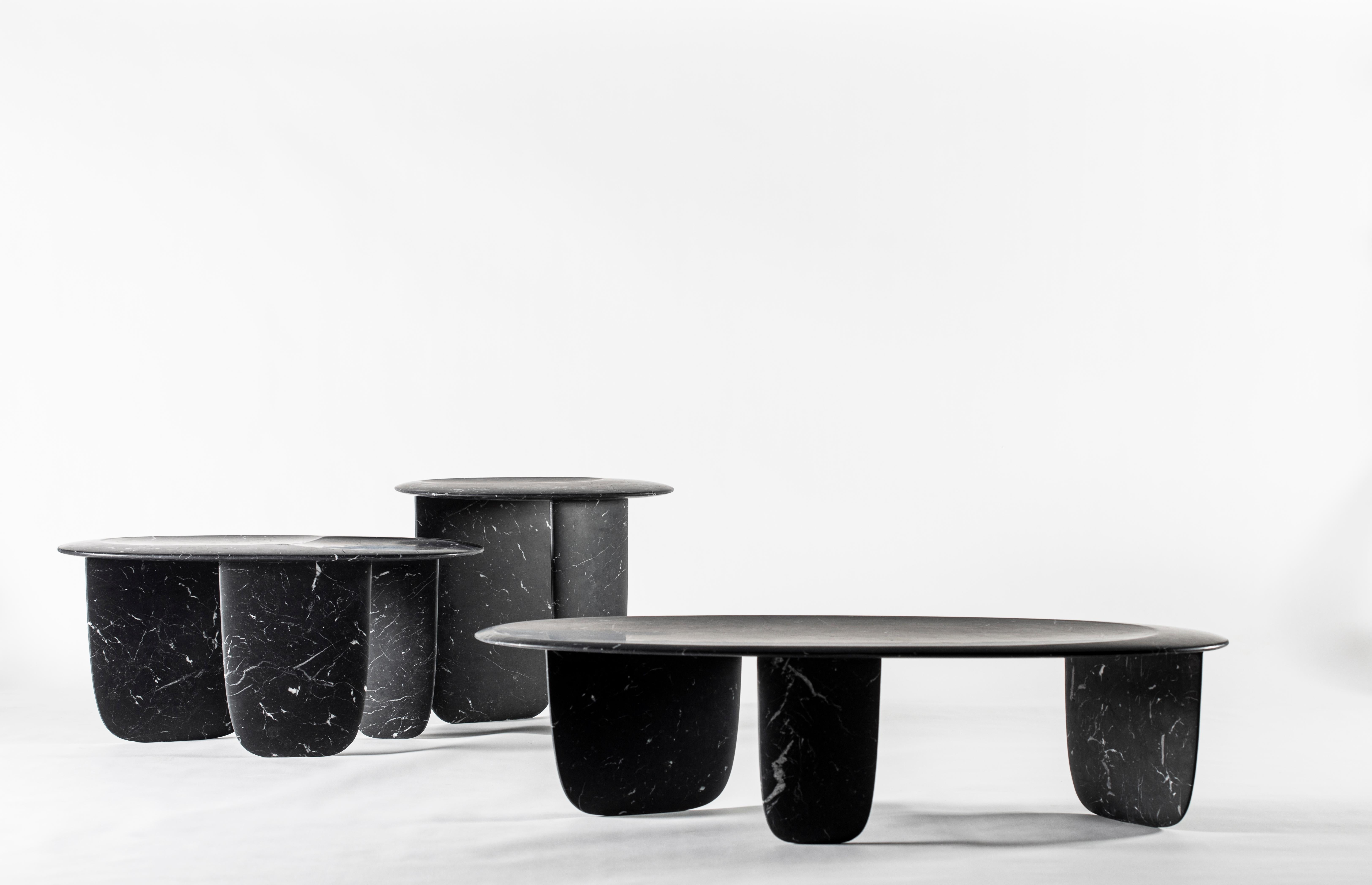 Contemporary Lithea / Sesi Coffee Tables by Martinelli Venezia Marble Stone White Black Brown For Sale