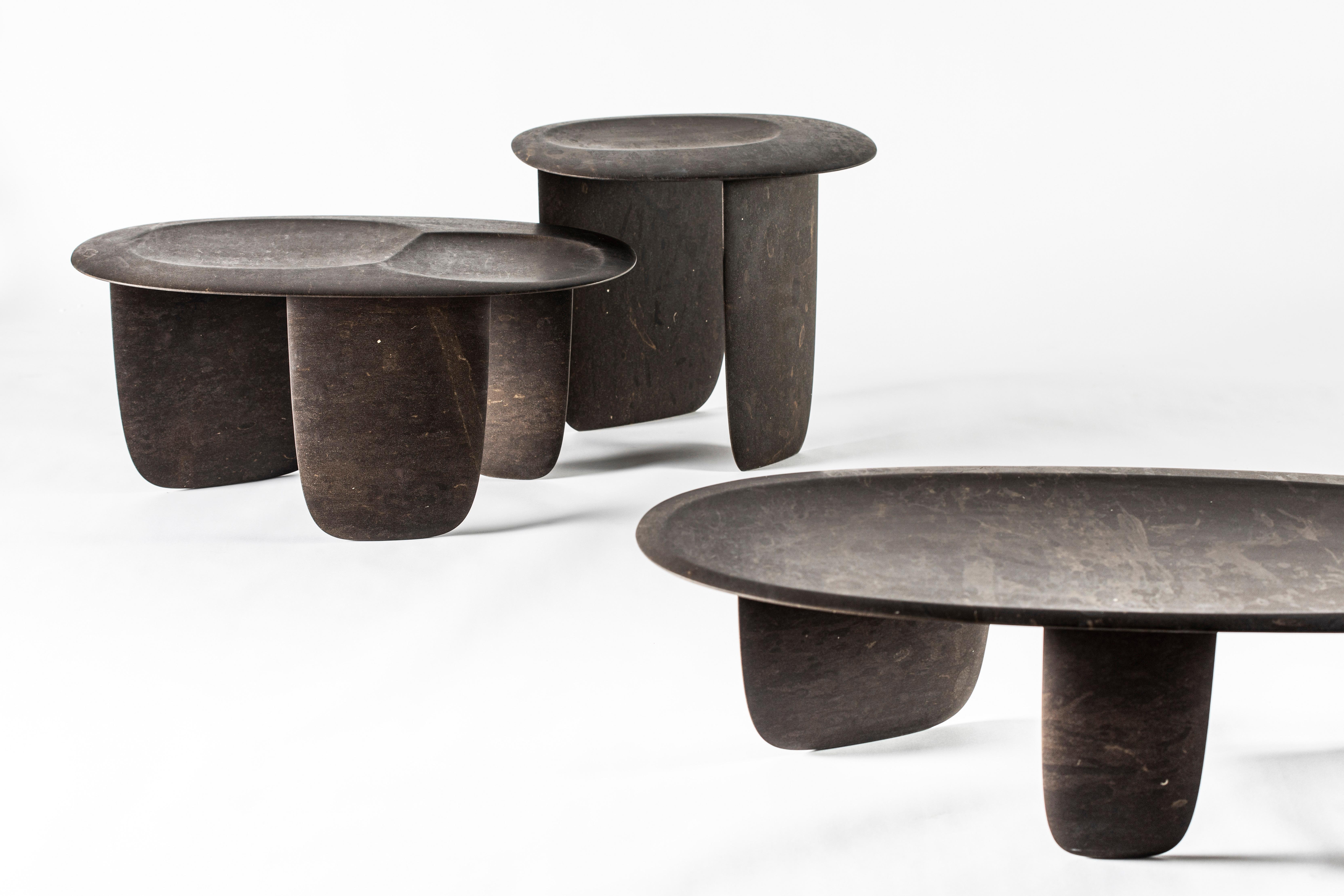 Lithea / Sesi Tables basses by Martinelli Venezia Marble Stone White Black Brown en vente 1