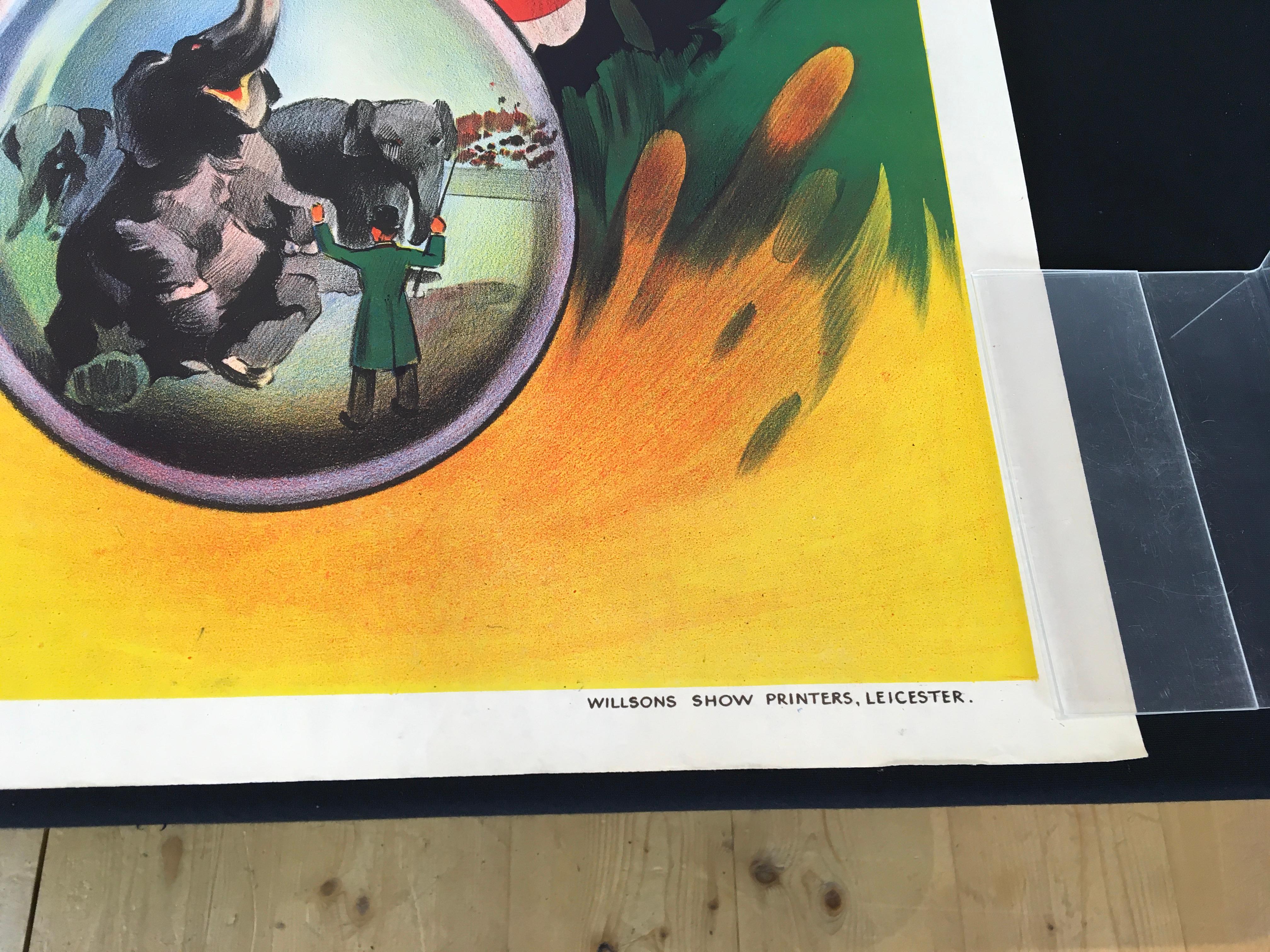 Litho Circus Poster, Clown and Circus Scenes, Willsons Leicester For Sale 9