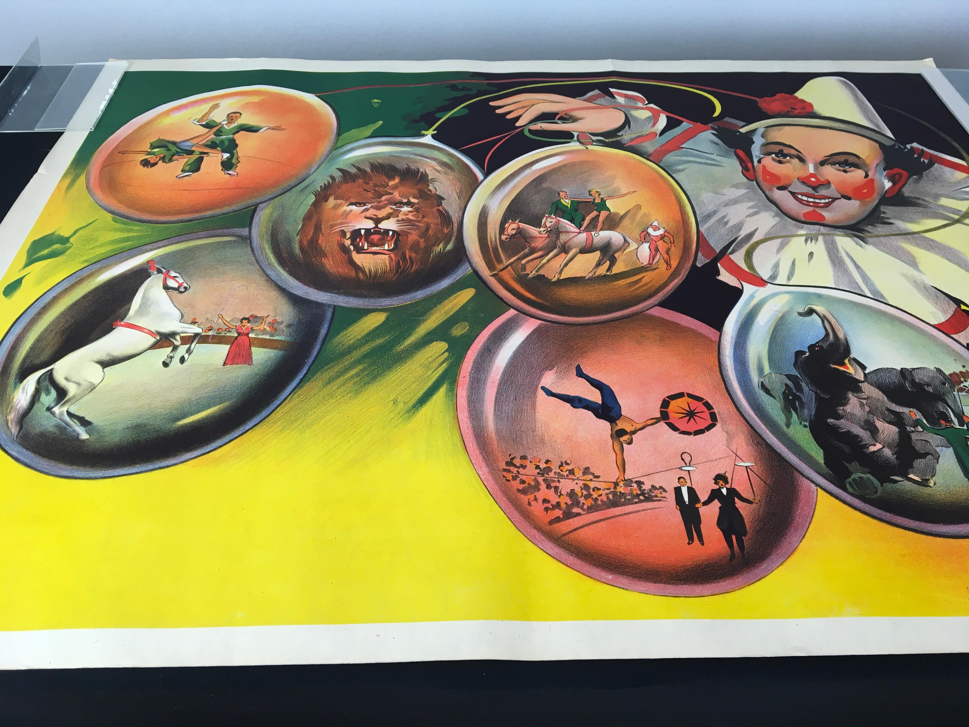 Litho Circus Poster, Clown and Circus Scenes, Willsons Leicester For Sale 12