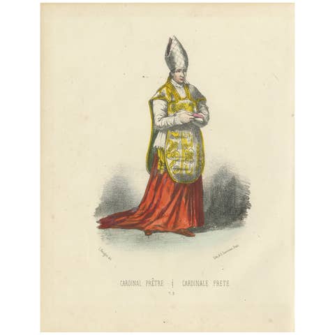 Litho of the Cardinal Prêtre (Cardinal Priest) in Full Ceremonial Regalia, 1862